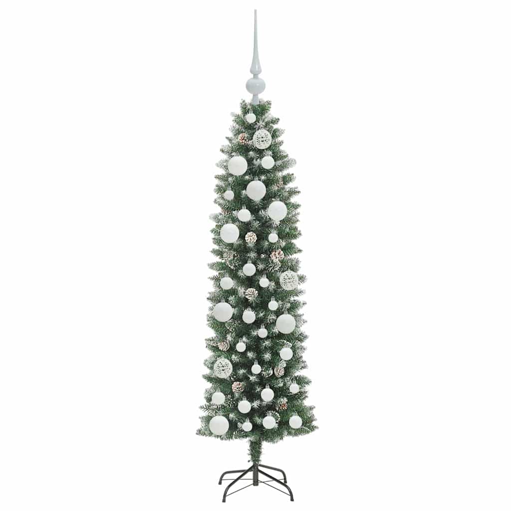 Artificial Slim Christmas Tree Green and White 120 cm