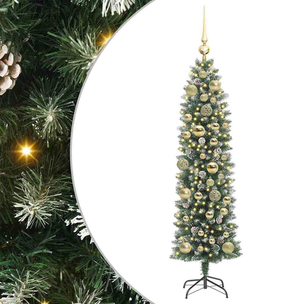 Artificial Slim Christmas Tree Green and White 120 cm