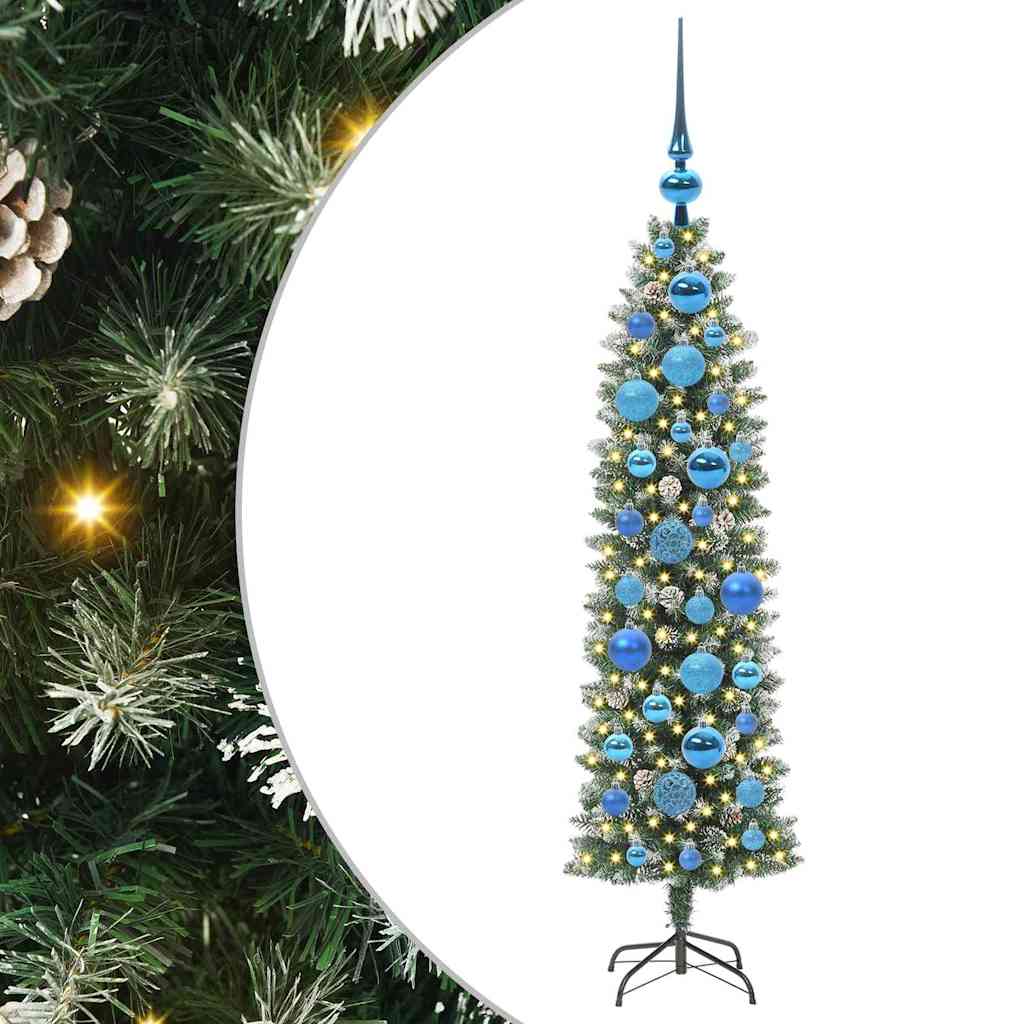 Artificial Slim Christmas Tree Green and White 120 cm