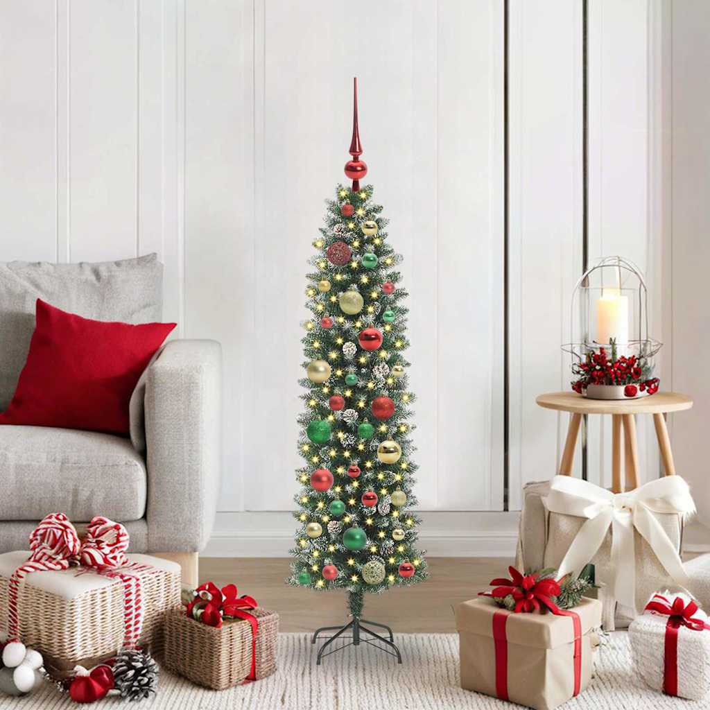 Artificial Slim Christmas Tree Green and White 120 cm