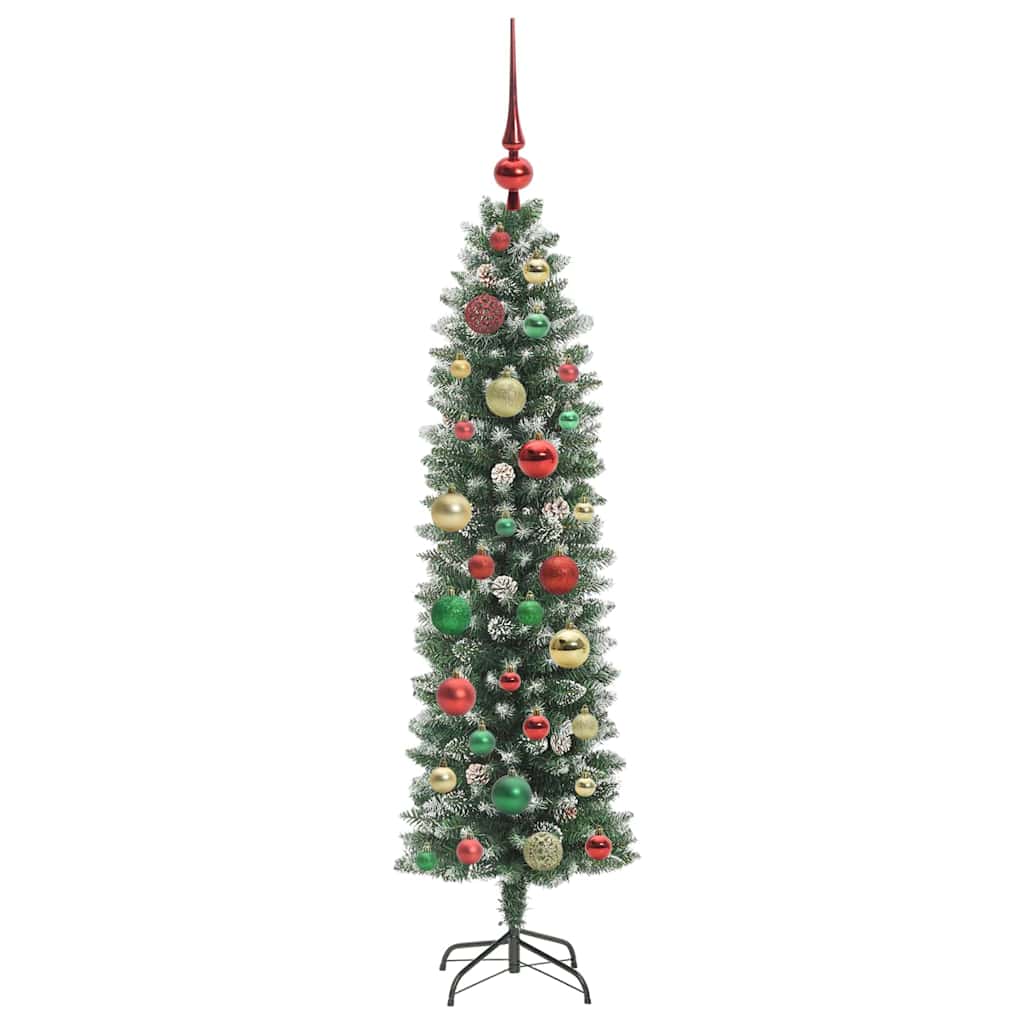 Artificial Slim Christmas Tree Green and White 120 cm