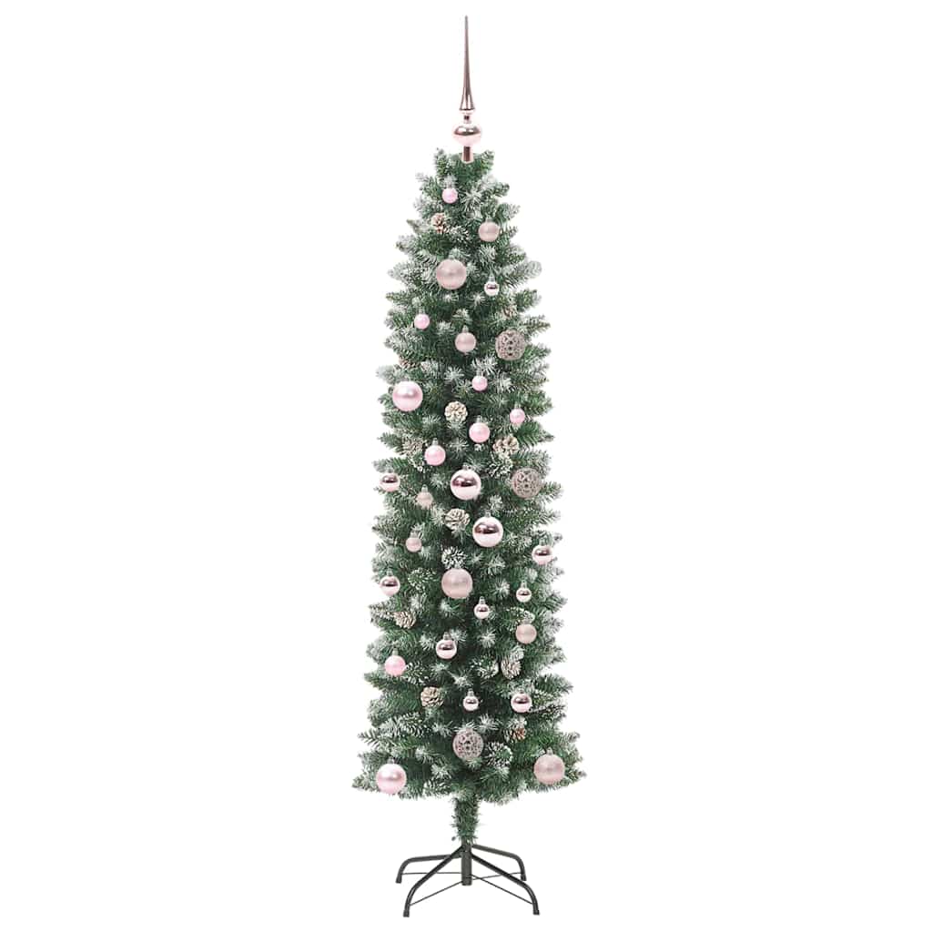 Artificial Slim Christmas Tree Green and White 150 cm