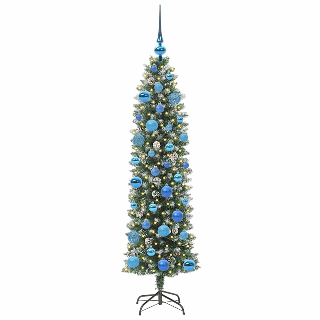 Artificial Slim Christmas Tree Green and White 150 cm
