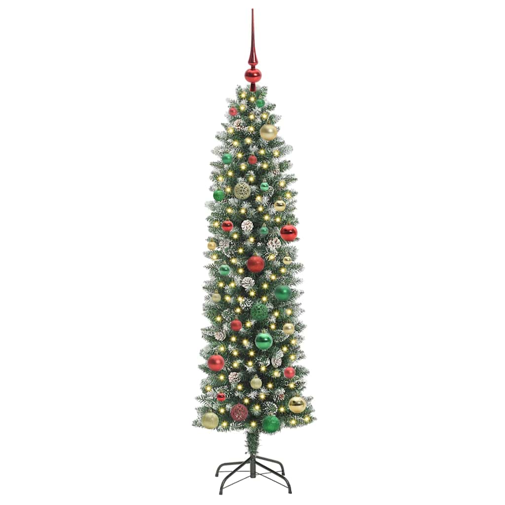 Artificial Slim Christmas Tree Green and White 150 cm