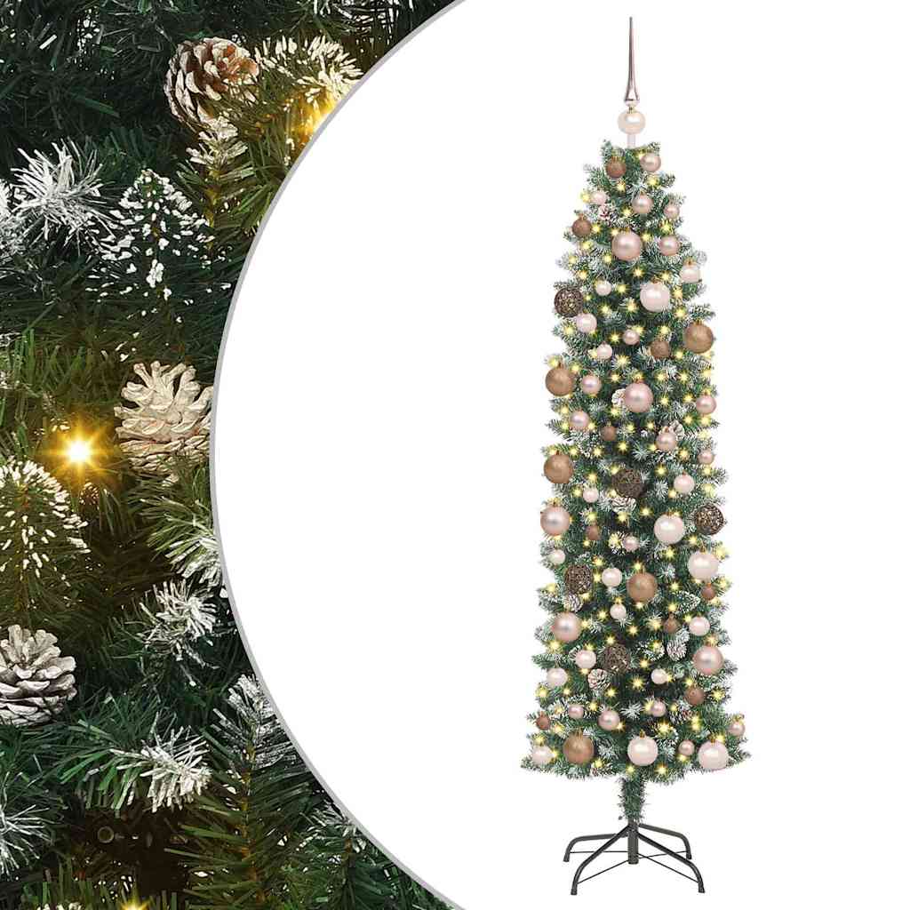 Artificial Slim Christmas Tree Green and White 180 cm