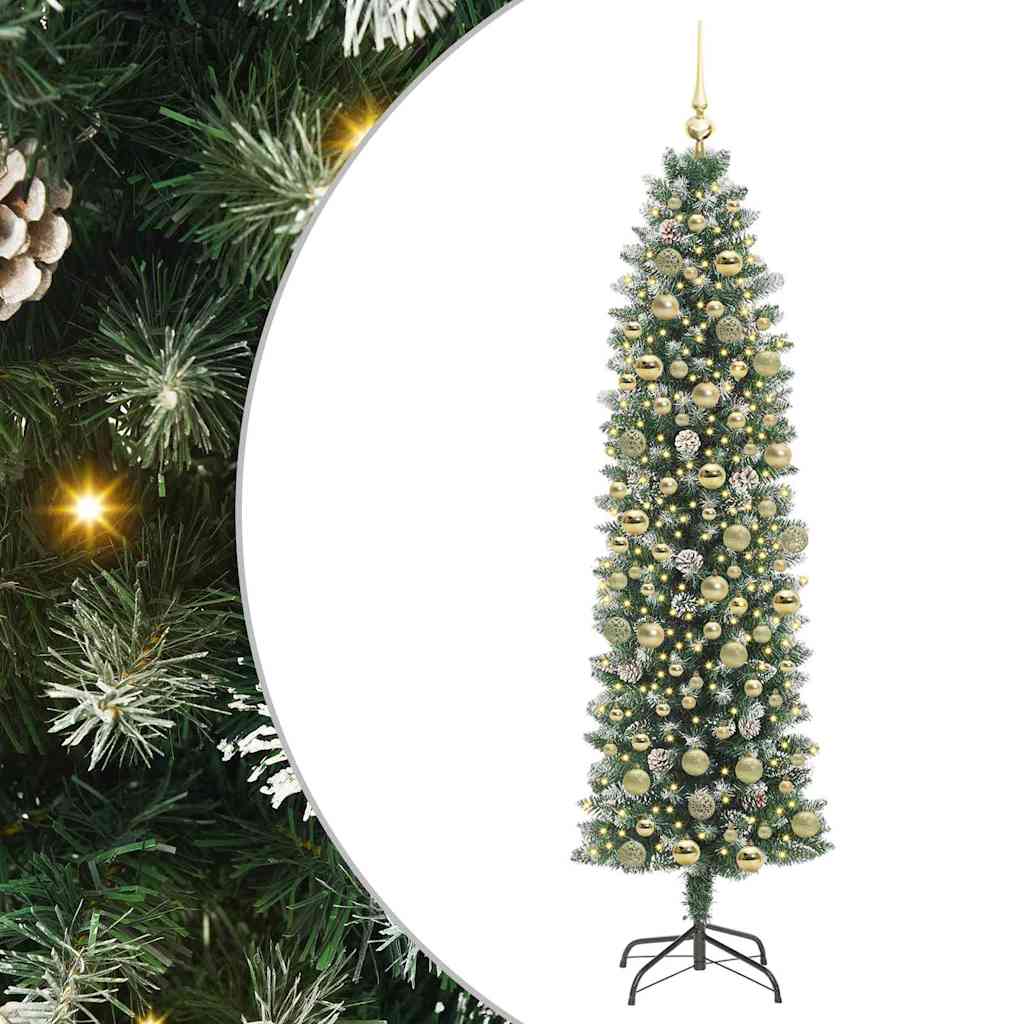 Artificial Slim Christmas Tree Green and White 180 cm