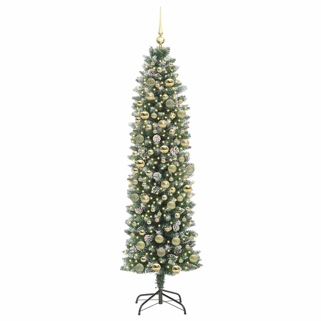 Artificial Slim Christmas Tree Green and White 180 cm