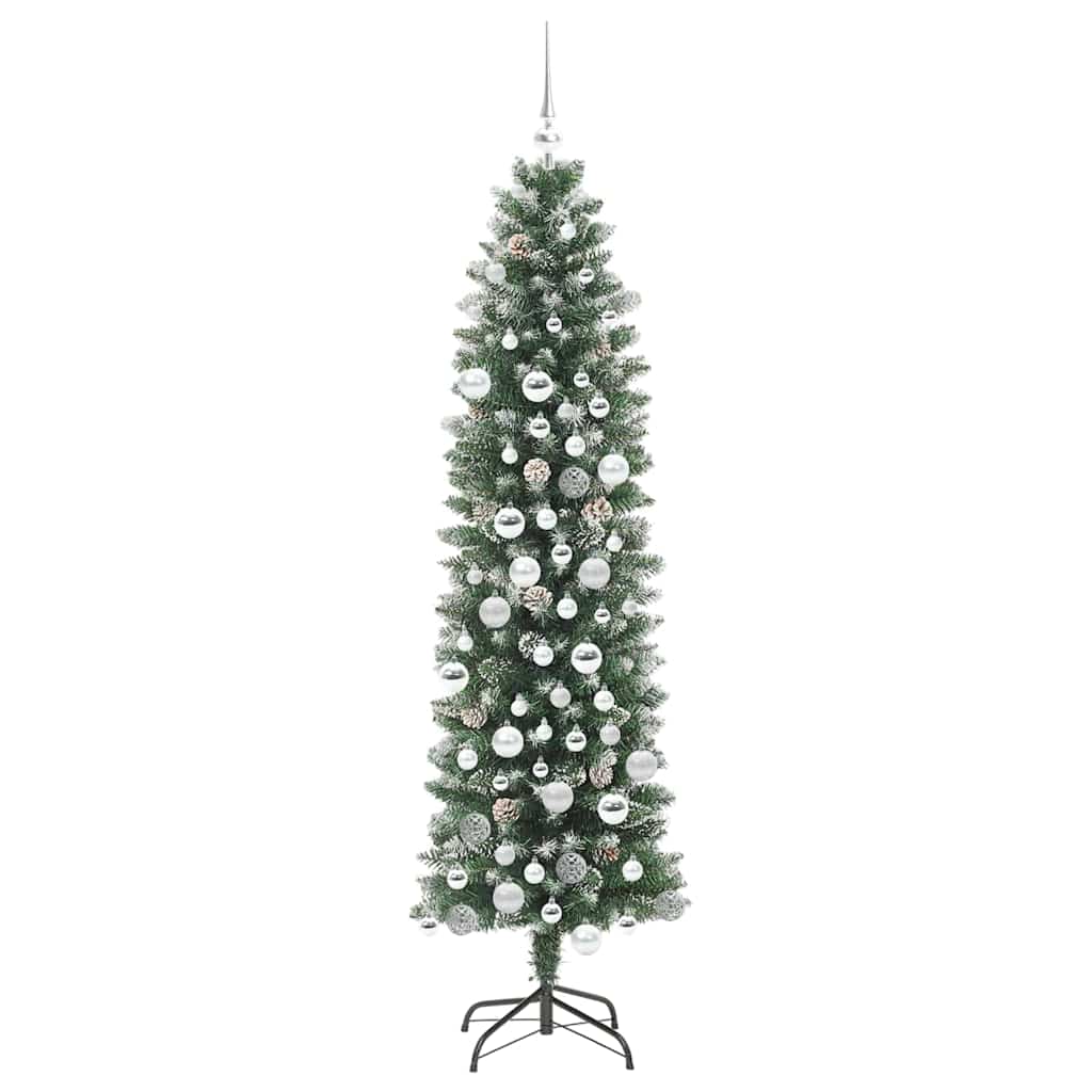 Artificial Slim Christmas Tree Green and White 180 cm