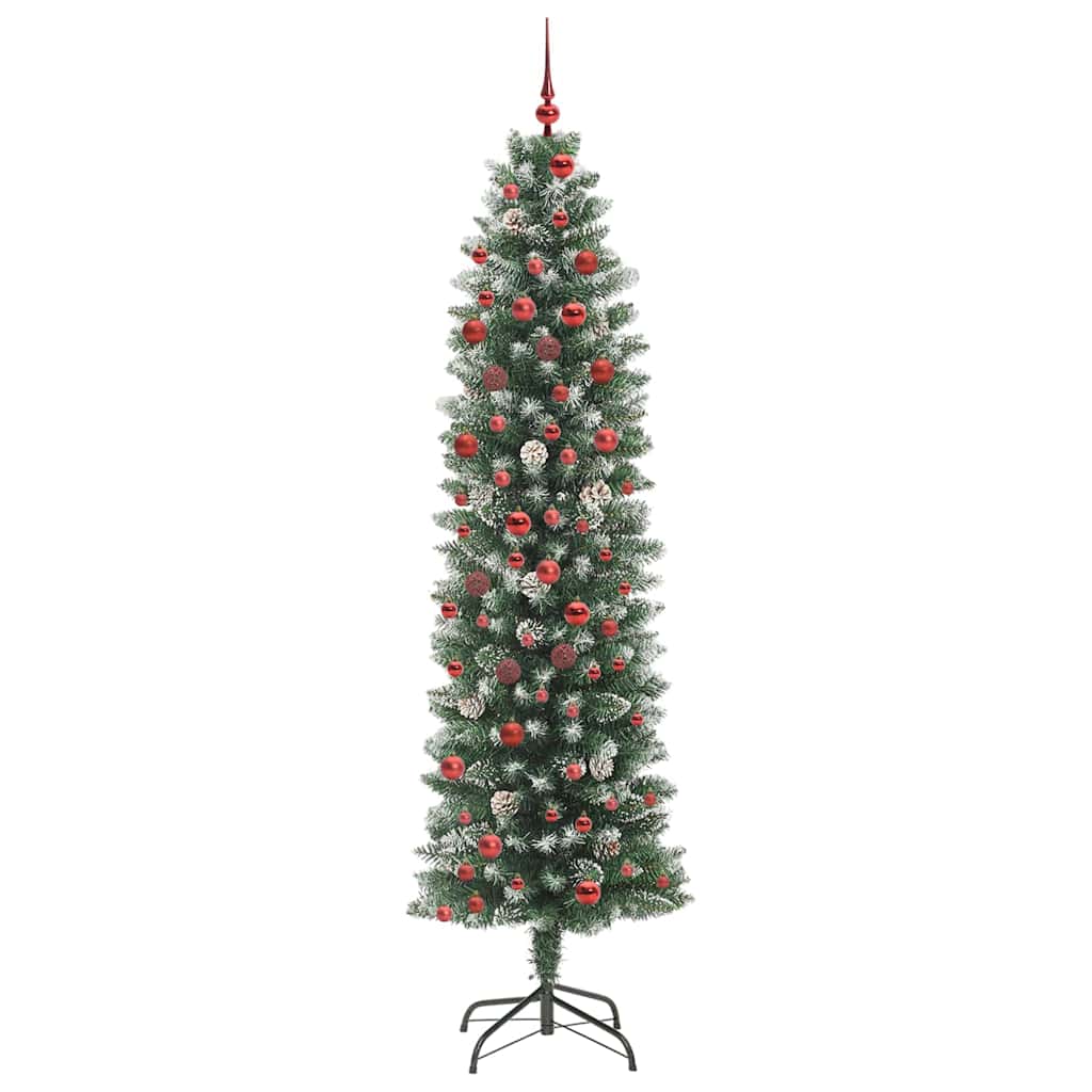 Artificial Slim Christmas Tree Green and White 210 cm