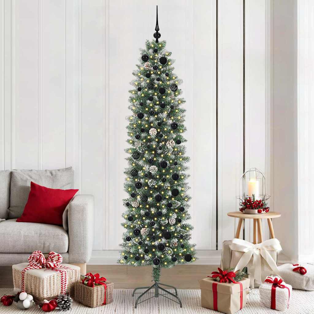 Artificial Slim Christmas Tree Green and White 210 cm