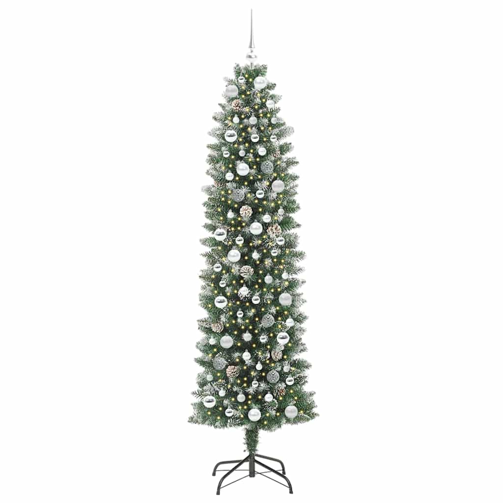 Artificial Slim Christmas Tree Green and White 210 cm