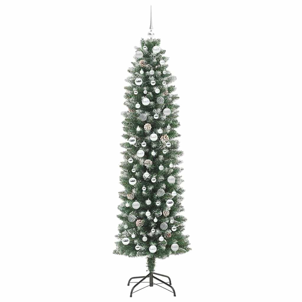 Artificial Slim Christmas Tree Green and White 210 cm