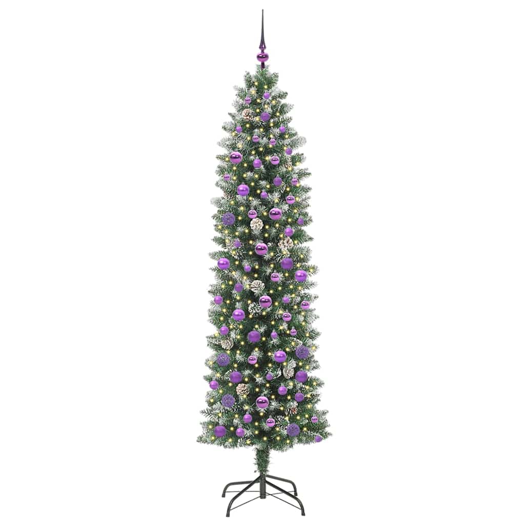 Artificial Slim Christmas Tree Green and White 210 cm
