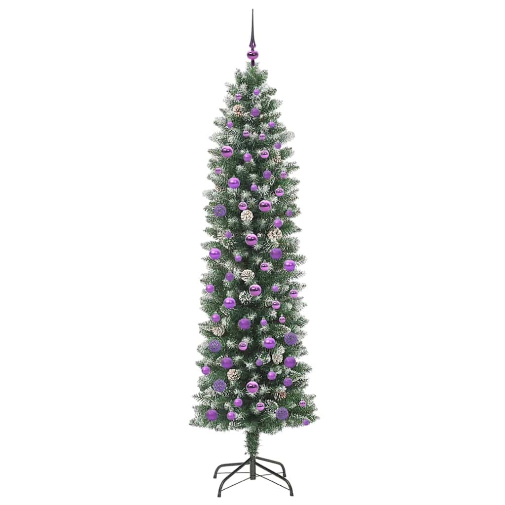 Artificial Slim Christmas Tree Green and White 210 cm