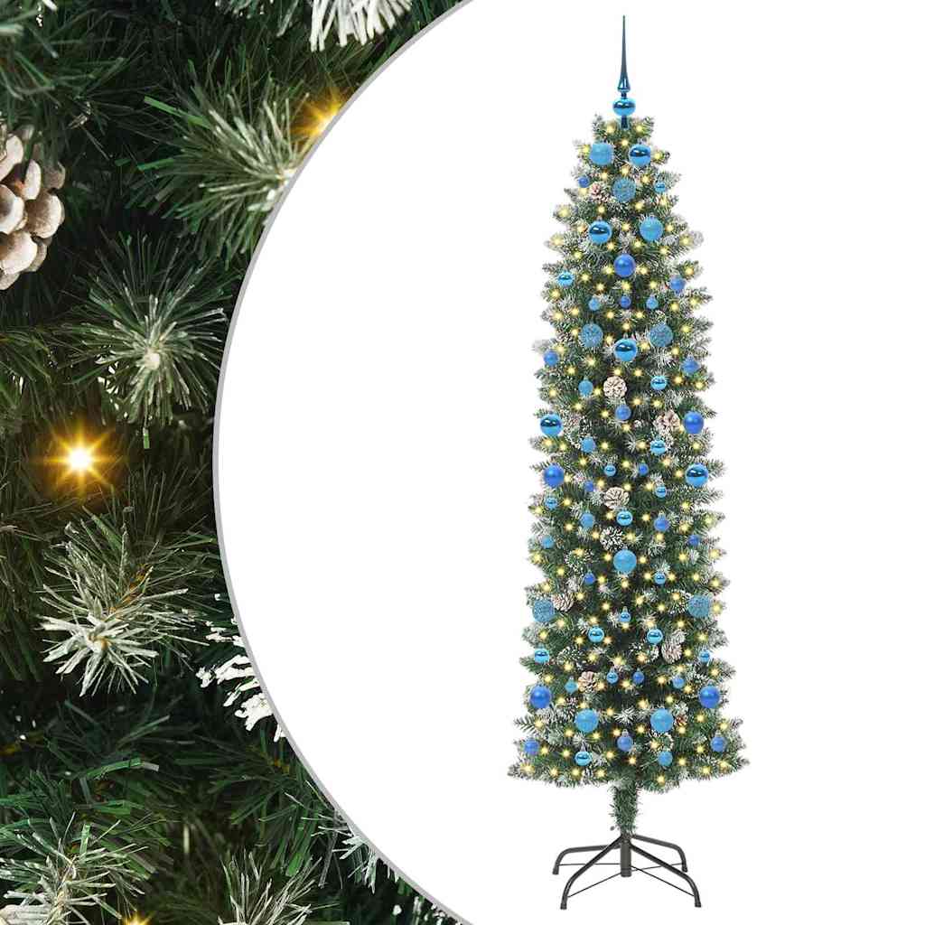 Artificial Slim Christmas Tree Green and White 210 cm