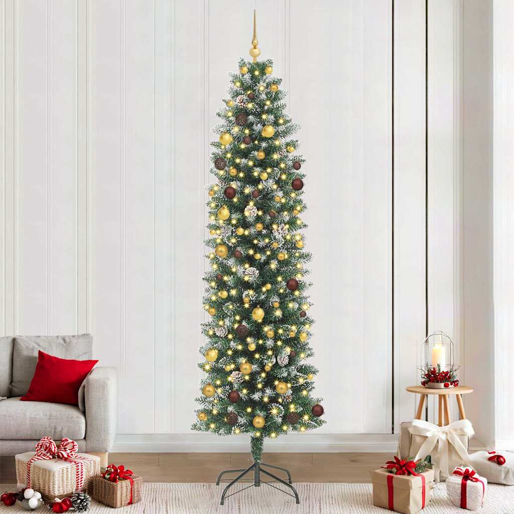 Artificial Slim Christmas Tree Green and White 240 cm