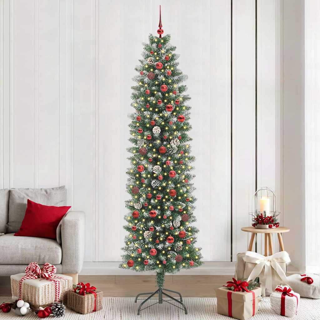 Artificial Slim Christmas Tree Green and White 240 cm