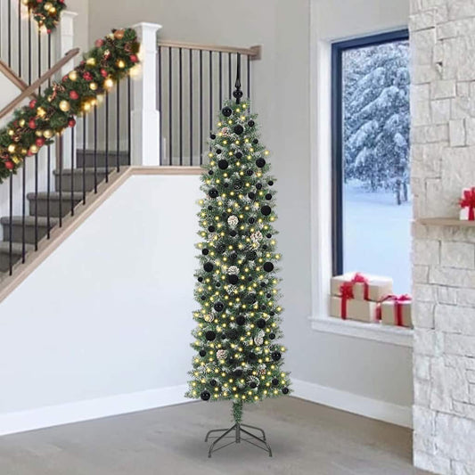 Artificial Slim Christmas Tree Green and White 240 cm