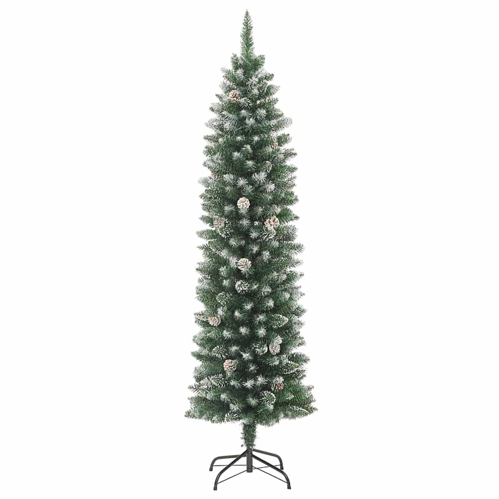 Artificial Slim Christmas Tree Green and White 240 cm