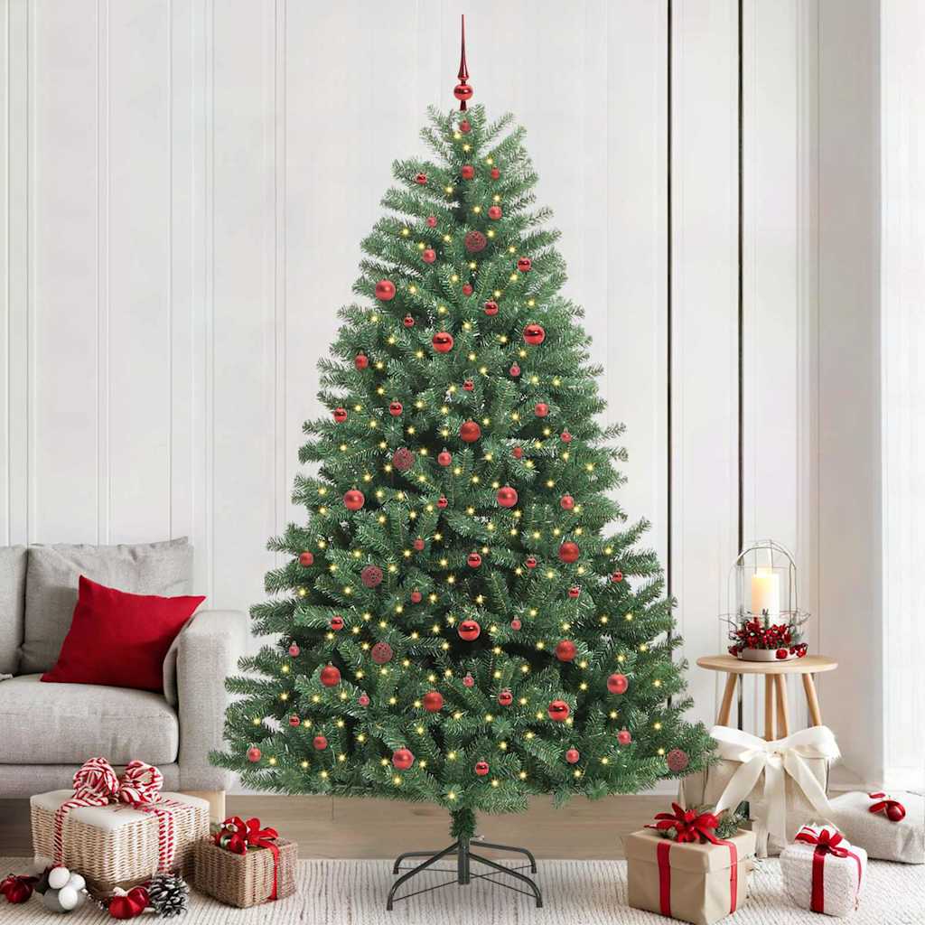Artificial Hinged Christmas Tree Green 240 cm PVC and Metal