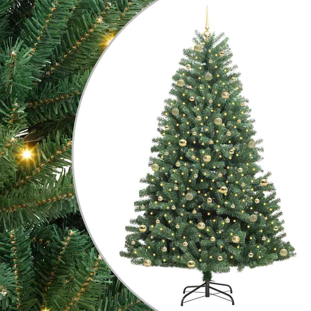Artificial Hinged Christmas Tree Green 240 cm PVC and Metal