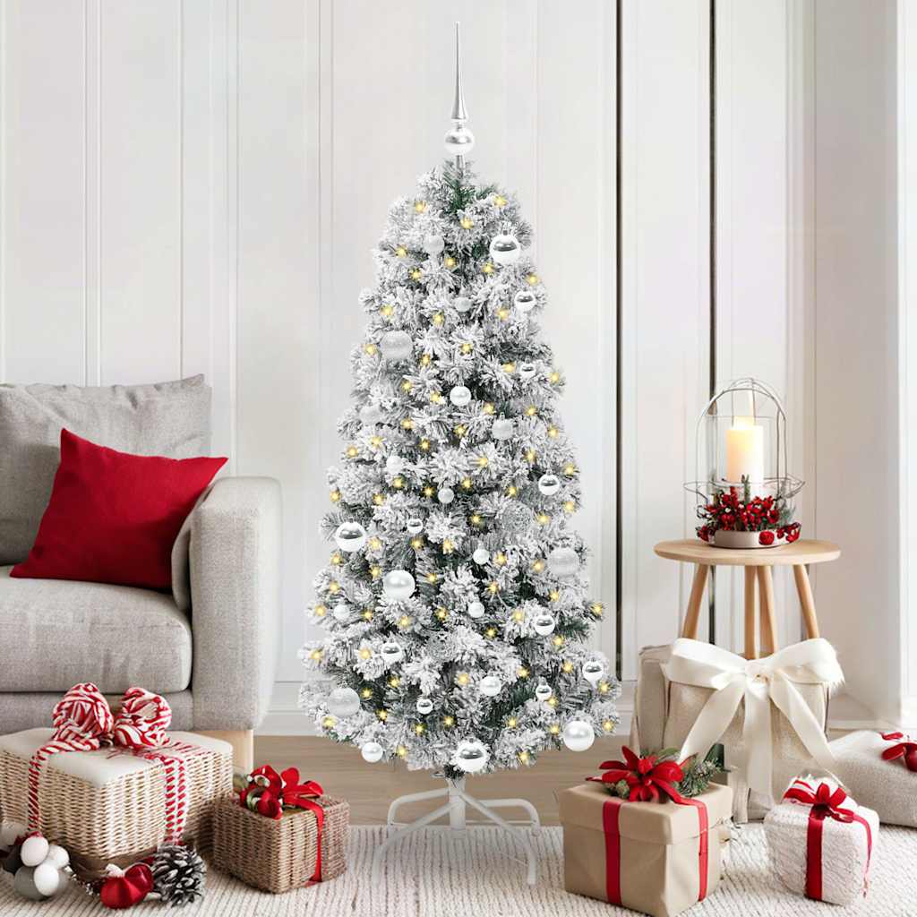 Artificial Hinged Christmas Tree Green and White 150 cm