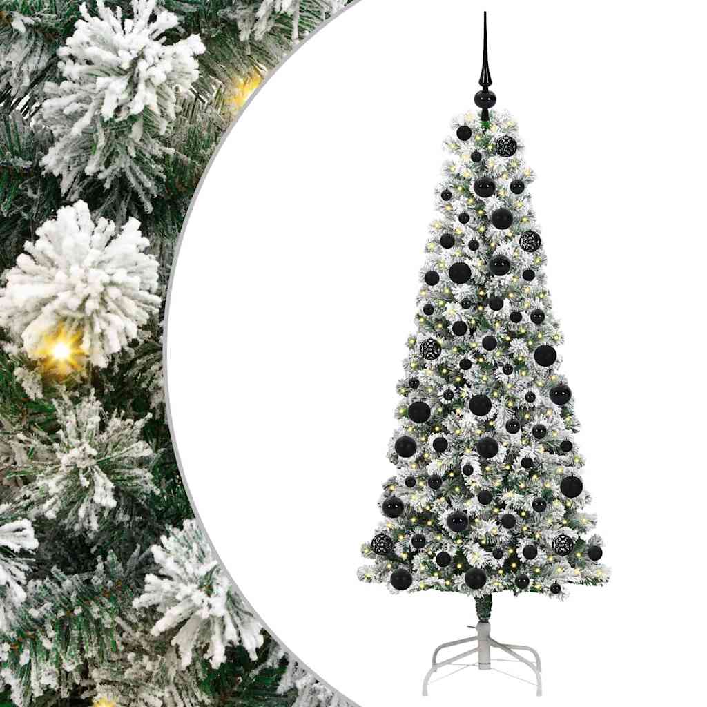 Artificial Hinged Christmas Tree Green and White 180 cm