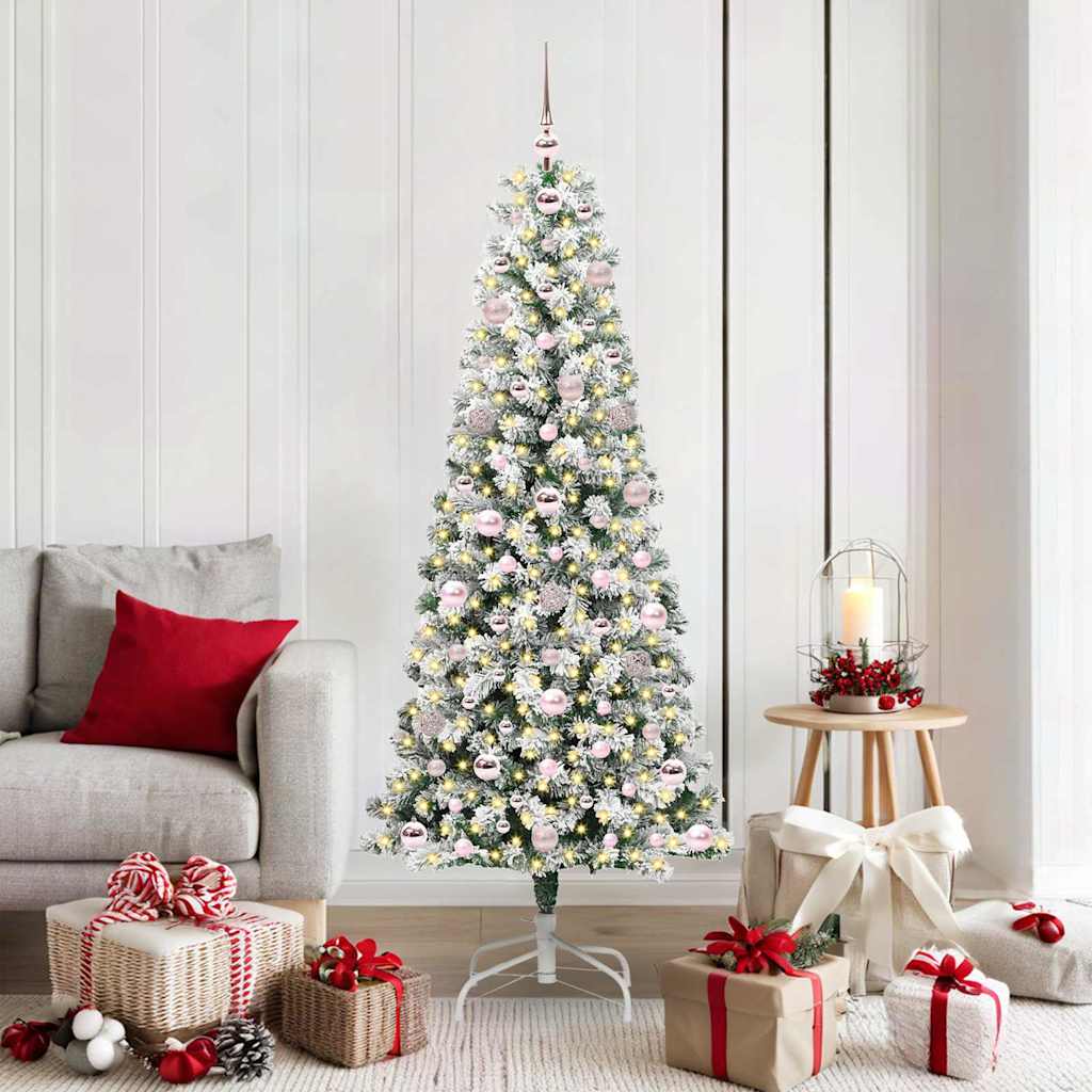 Artificial Hinged Christmas Tree Green and White 180 cm
