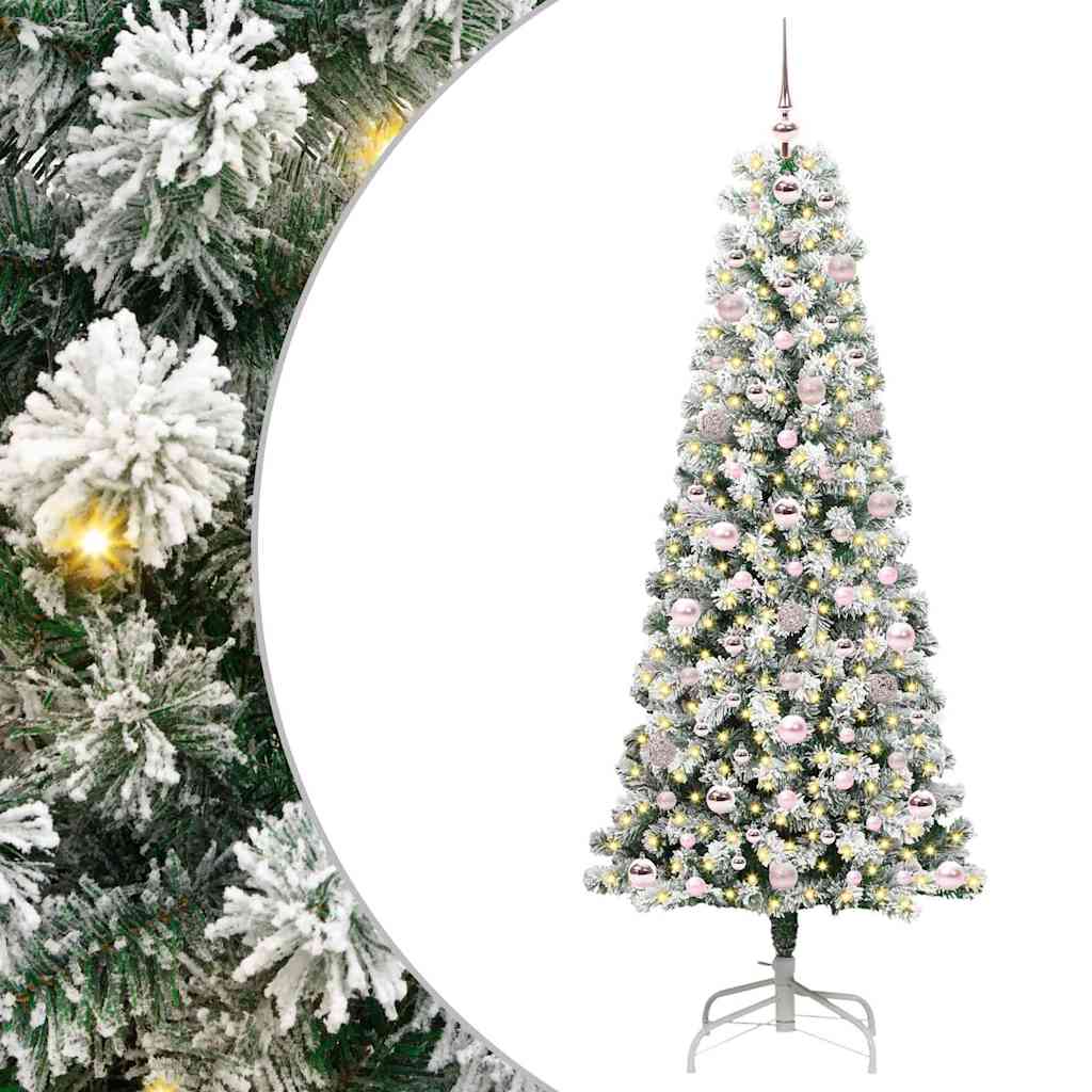 Artificial Hinged Christmas Tree Green and White 180 cm