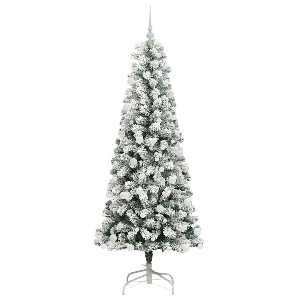 Artificial Hinged Christmas Tree Green and White 180 cm