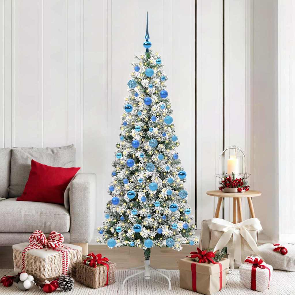 Artificial Hinged Christmas Tree Green and White 180 cm
