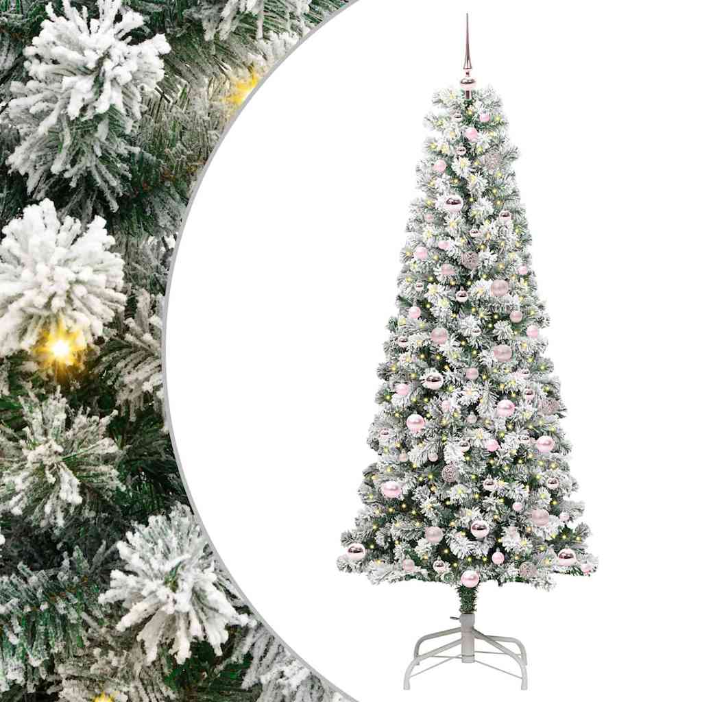 Artificial Hinged Christmas Tree Green and White 210 cm