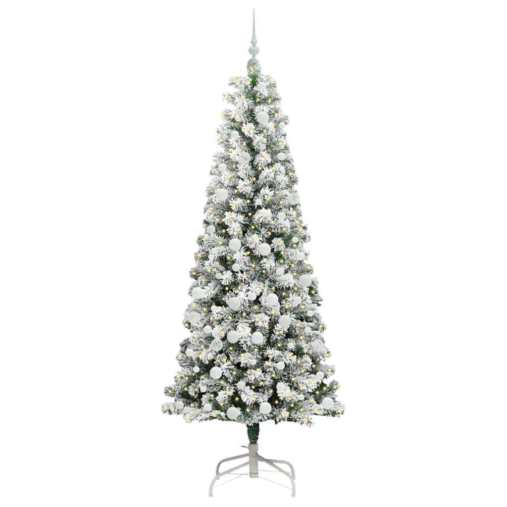 Artificial Hinged Christmas Tree Green and White 210 cm