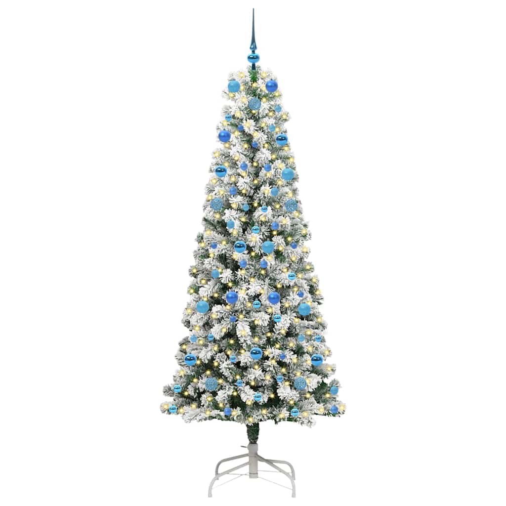 Artificial Hinged Christmas Tree Green and White 210 cm