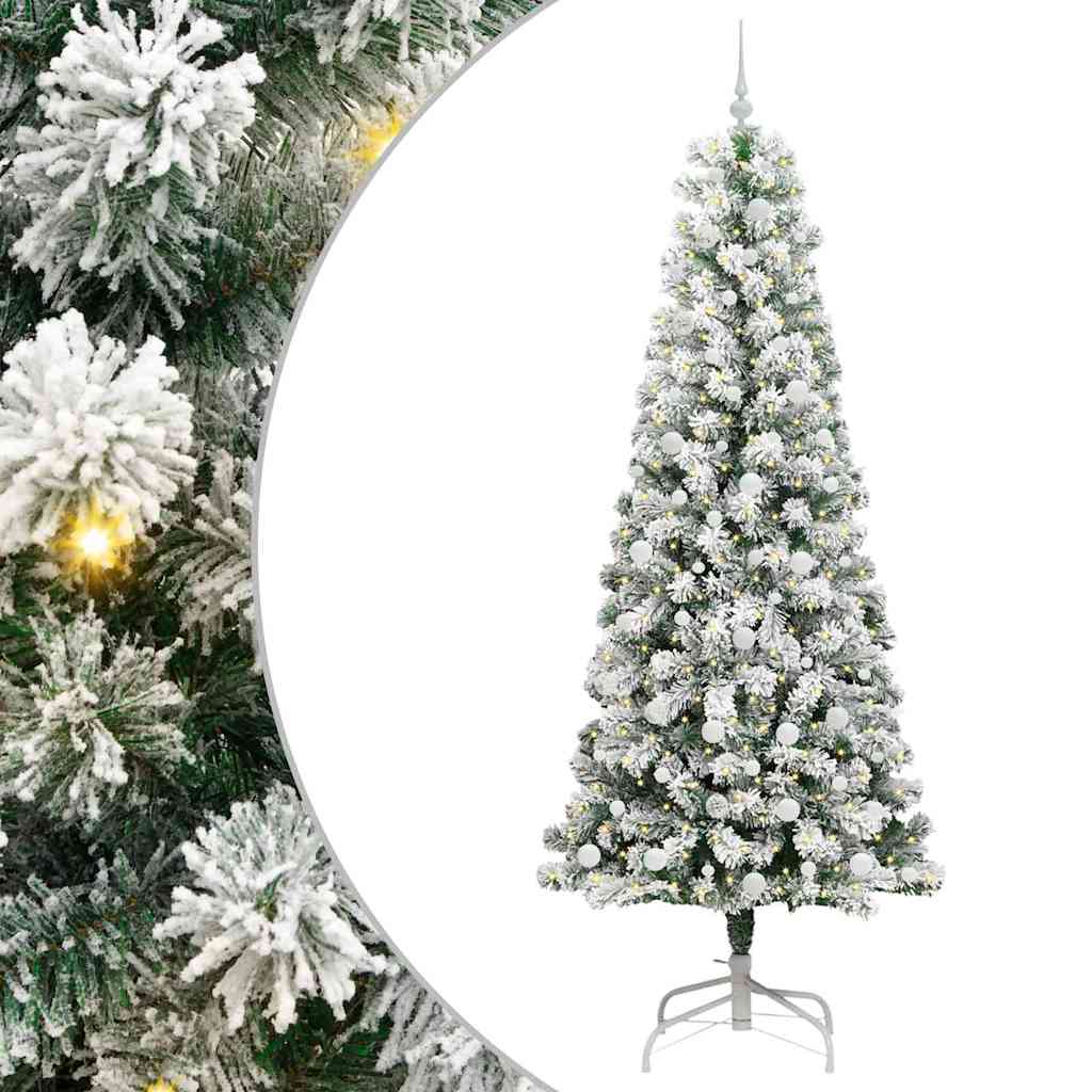 Artificial Hinged Christmas Tree Green and White 240 cm