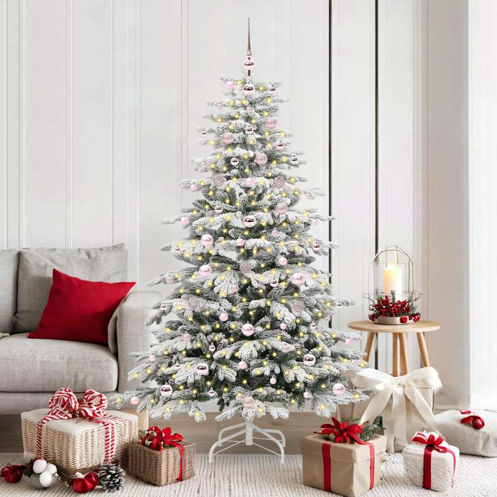 Artificial Hinged Christmas Tree White 180 cm PE and PVC