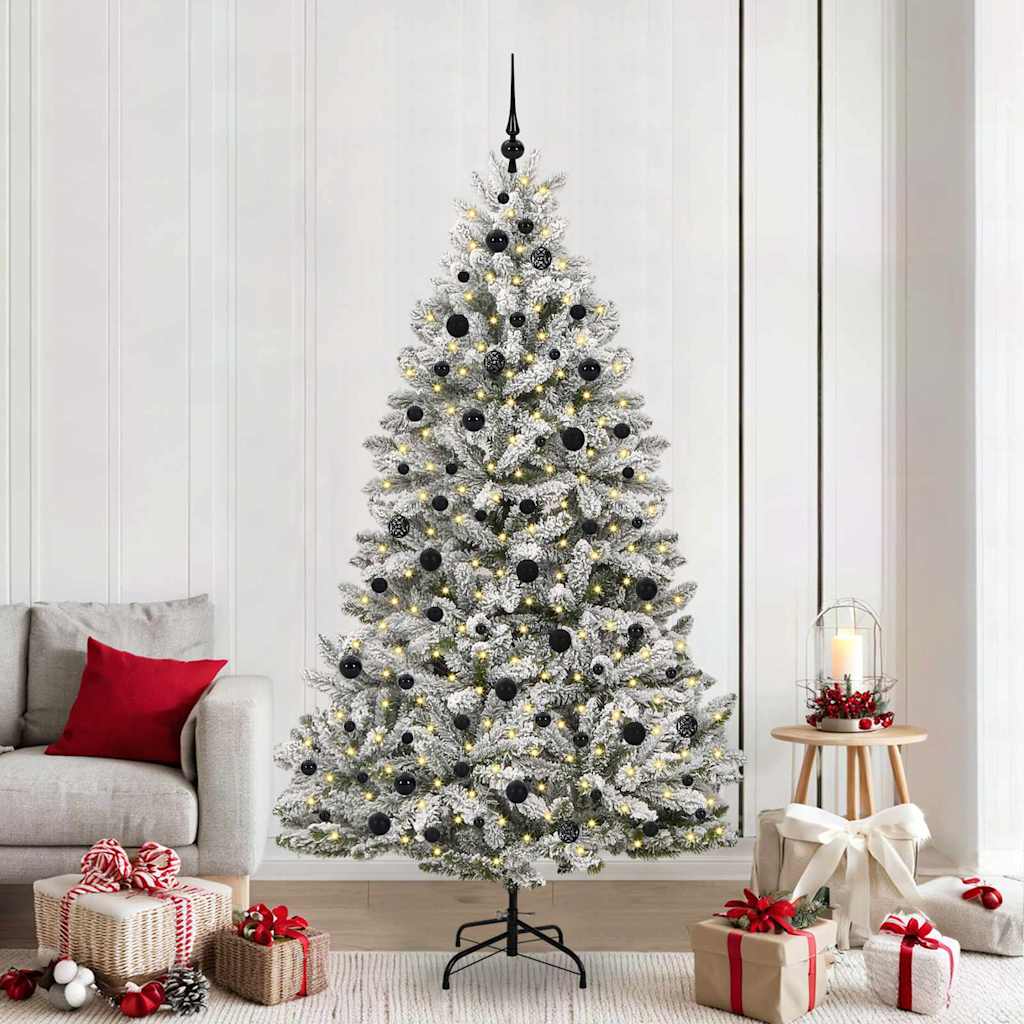 Artificial Christmas Tree Green and White 210 cm PVC and Metal