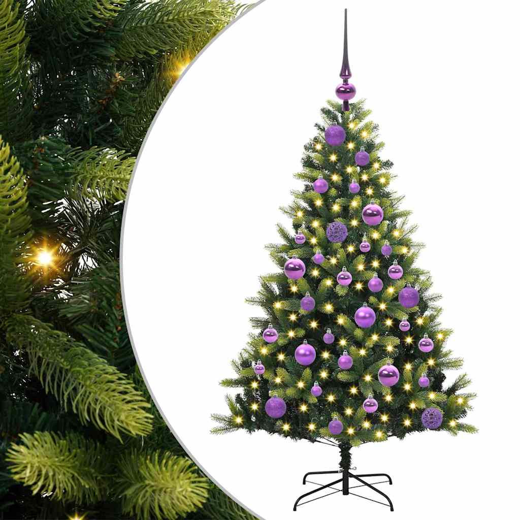 Artificial Hinged Christmas Tree 150 LEDs Green 120 cm