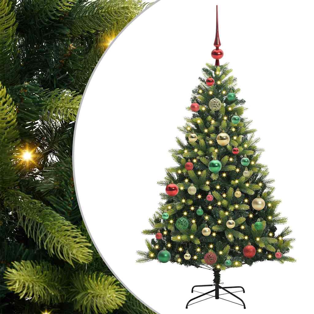 Artificial Hinged Christmas Tree 150 LEDs Green 120 cm