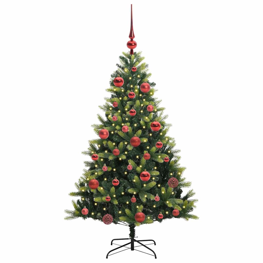 Artificial Hinged Christmas Tree 150 LEDs Green 150 cm