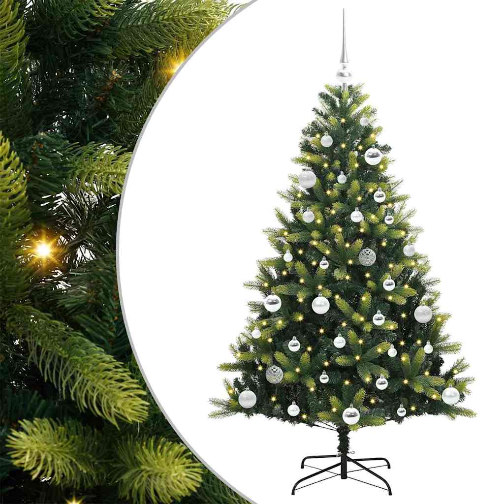 Artificial Hinged Christmas Tree 150 LEDs Green 150 cm