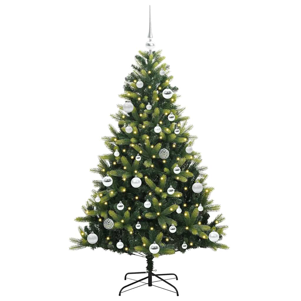 Artificial Hinged Christmas Tree 150 LEDs Green 150 cm