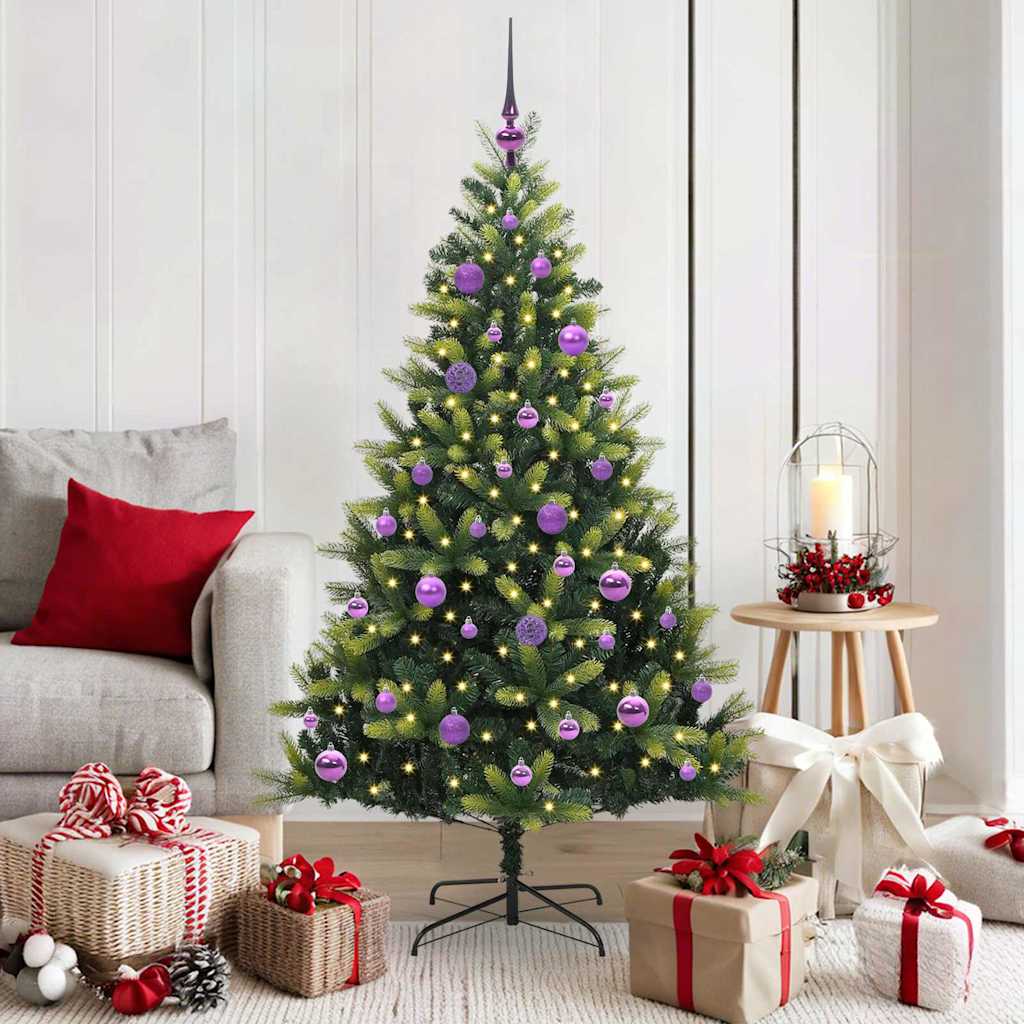 Artificial Hinged Christmas Tree 150 LEDs Green 150 cm