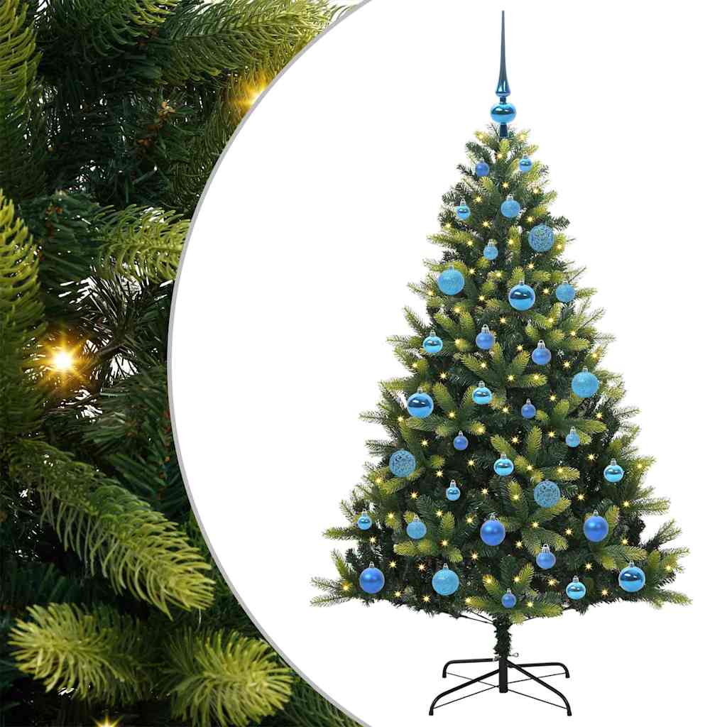 Artificial Hinged Christmas Tree 150 LEDs Green 150 cm