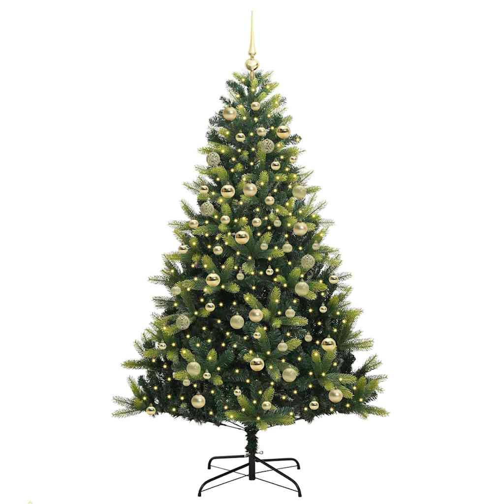 Artificial Hinged Christmas Tree 300 LEDs Green 180 cm