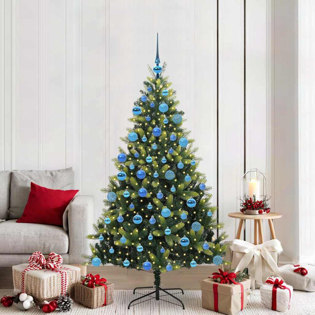 Artificial Hinged Christmas Tree 300 LEDs Green 180 cm
