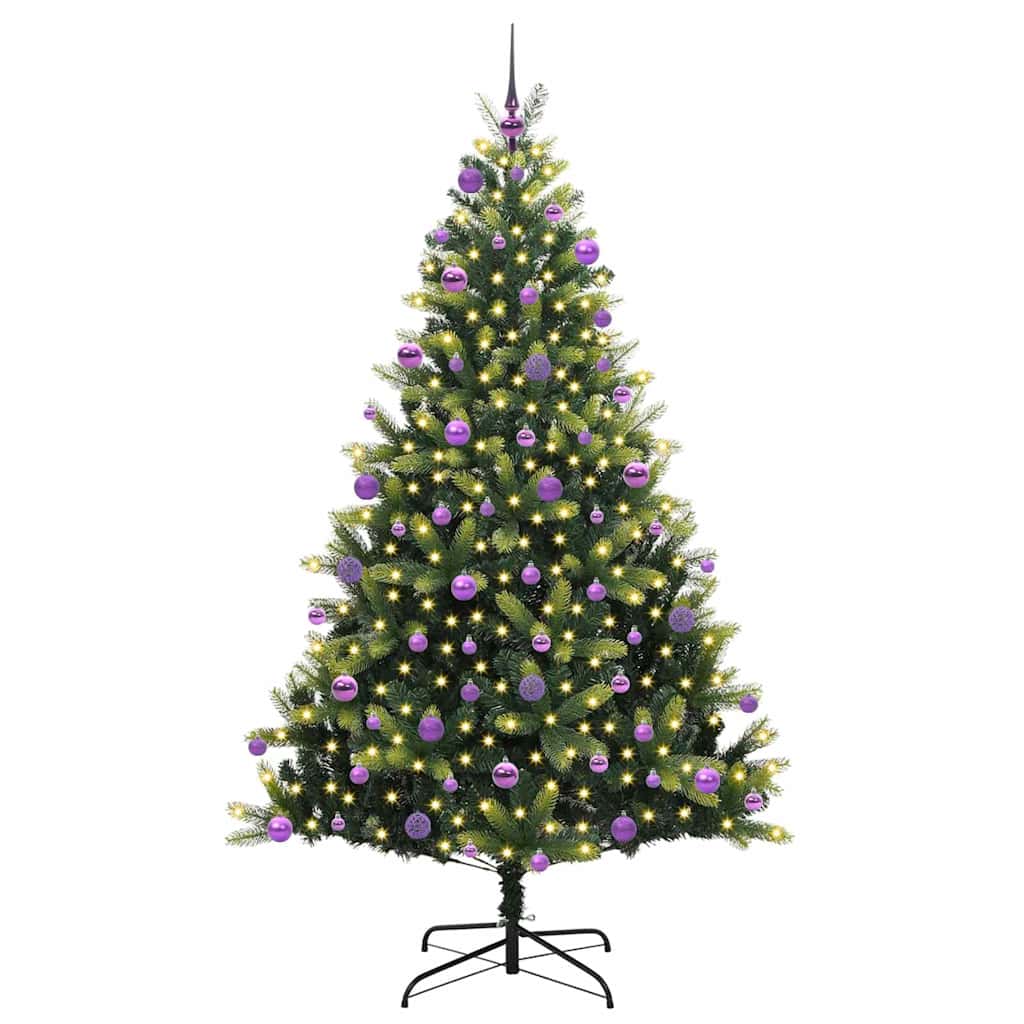 Artificial Hinged Christmas Tree 300 LEDs Green 210 cm