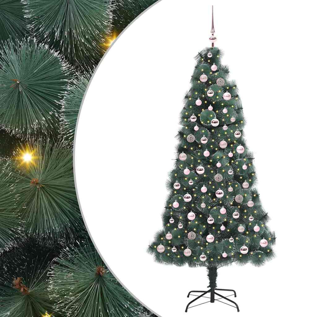 Artificial Pre-lit Christmas Tree with Ball Set Green 210 cm