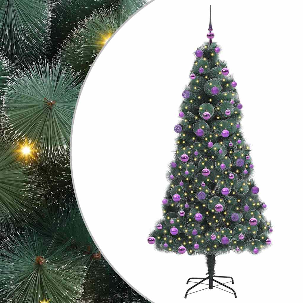 Artificial Pre-lit Christmas Tree with Ball Set Green 210 cm