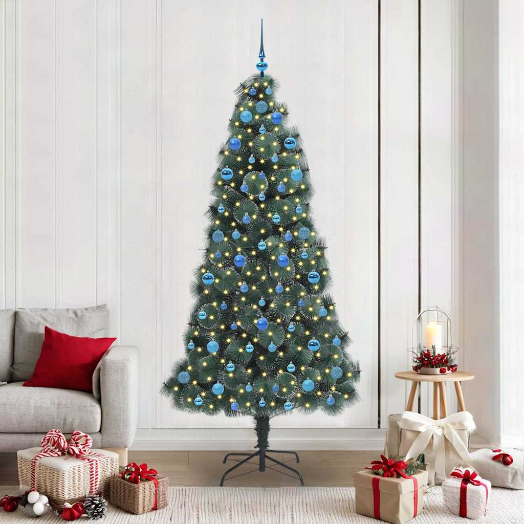 Artificial Pre-lit Christmas Tree with Ball Set Green 210 cm